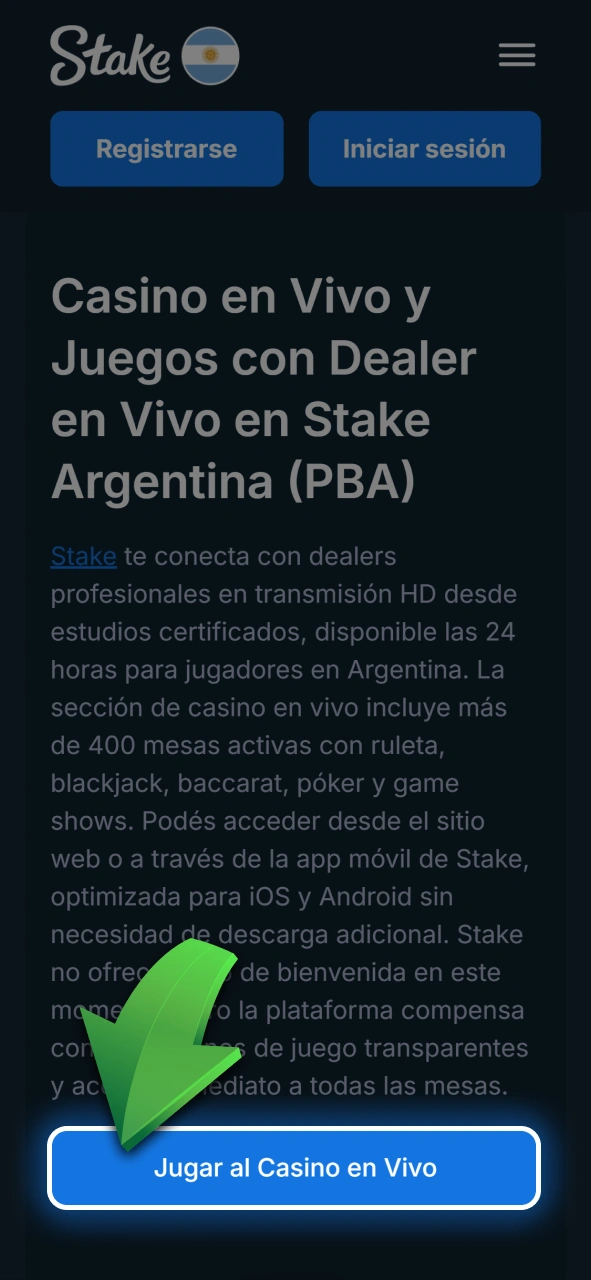 Iniciá sesión en tu cuenta de usuario para acceder a todas las tragamonedas de Stake.